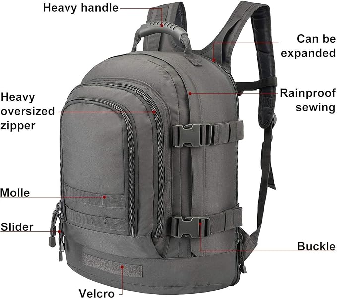 Greencity Laptop Backpacks Tactical 3 Day Expandable Bug Out Bag Classic Case Travel HikingGray