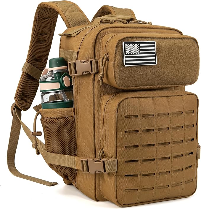 QT&ampQY 25L/45L Military Tactical Backpack For Men Molle Daypack 3 Day Bug Out Bag Hiking Rucksack With Bottle Holder