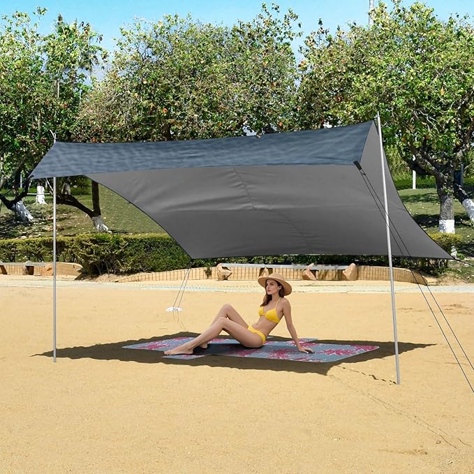 ALAZA Eagles Statue of Liberty Beach Tent Sun Shelter Portable Canopy Sunshade for Outdoor Camping Picnics Backyard Fun 10x9 ft