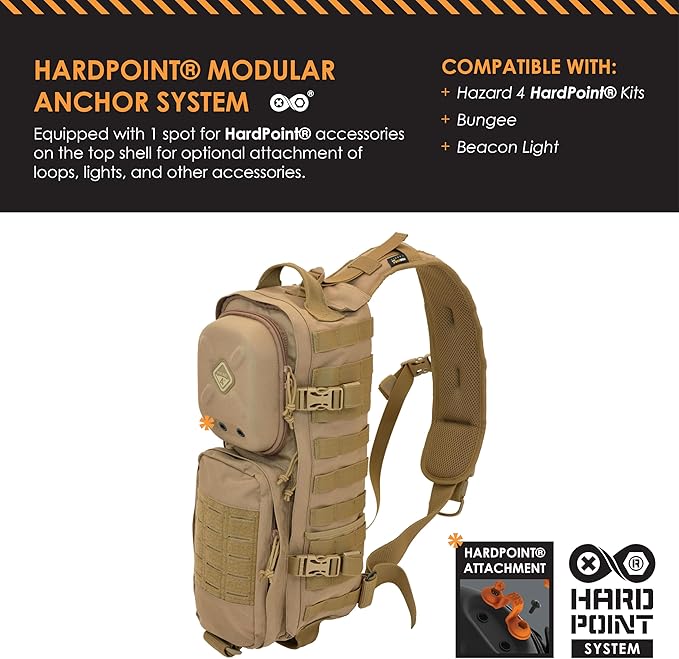 HAZARD 4 Plan B - Go-Bag Sling Pack With Molle Cross Body EDC Bag Travel Hiking Outdoor Activity (11.8 L) (Coyote Plan-B '17)