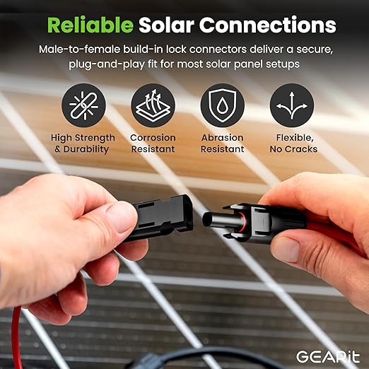 GEARit 10 Gauge Solar Panel Extension Cable 100 Ft Each(200 Feet Total) with MC4 Male to Female Connectors Tool Kit 10 AWG OFC Solar Panel Cord for RVMarineOff-GridCamping &amp Home Backup