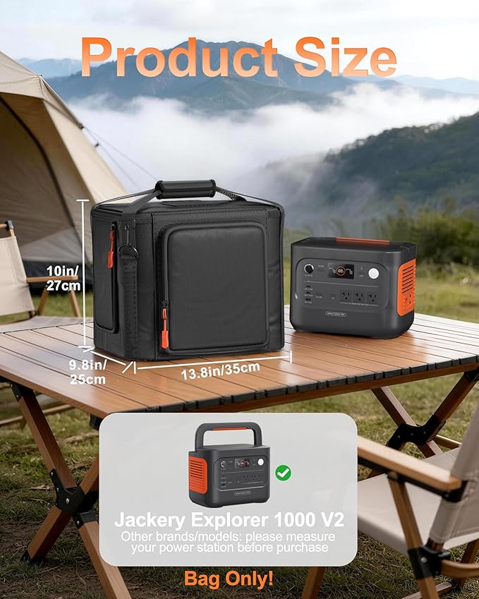 Hautton Carrying Case Bag for Jackery 1000 V2 Water-Resistant Durable Protective Storage Bag with Adjustable Shoulder Strap for Portable Power Station Accessories -Black