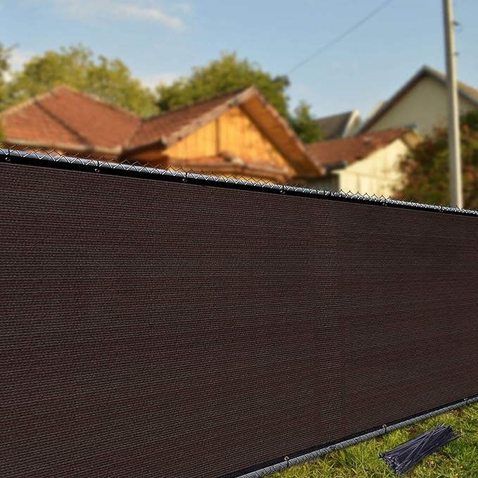 iCover 6x25ft Privacy Screen Fence Outdoor Fencing Panels Garden Windscreen Mesh Shade Sail Net Barrier Include Reinforced Bindings and Brass Grommets Cable Zip Ties Brown