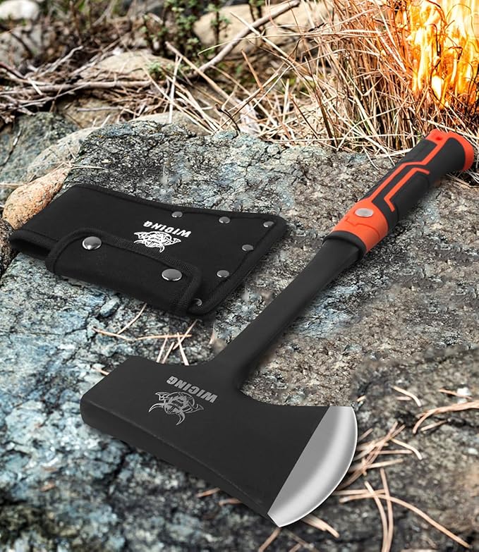 17 Hatchet Camping Axe High Carbon Steel &amp Non-Slip Shock-Absorbing Grip with Nylon Sheath