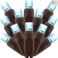 Cool White Wide Angle One-Piece LED Christmas Lights 48 Feet 140 Count Pack of 2 Strands 70ct 5mm High Waterproof UL Certified Brown Cord String Lights