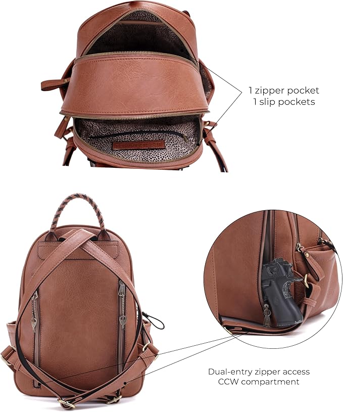 JESSIE &amp JAMES Women's Large Multi Compartments Fashion Concealed Carry Backpack|TN