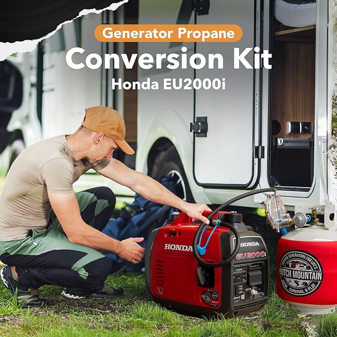 Hutch Mountain Generator Propane Conversion Kit Honda EU2000i - Tri-Fuel Conversion for Propane Gasoline &amp Natural Gas - Portable Generator Backup Kit for Home Emergencies Camping and RVs