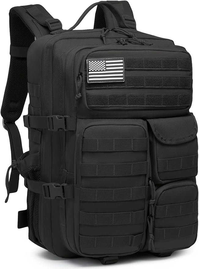 Wotony Tactical Backpack - Military waterproof backpack with multiple pockets and tactical gear for the outdoors (Black 45L)