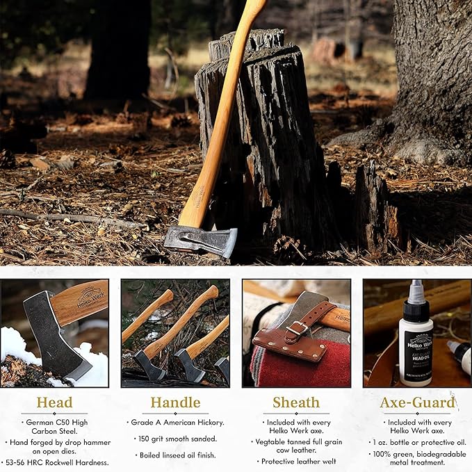 1844 Helko Werk Germany Traditional Spaltaxt - German Splitting Axe Made in Germany Wood Splitter and Wood Splitting Axe Midsize Medium Splitting Axe - Head 4.5 lbs Handle 28 in. (Spaltaxt) #13582