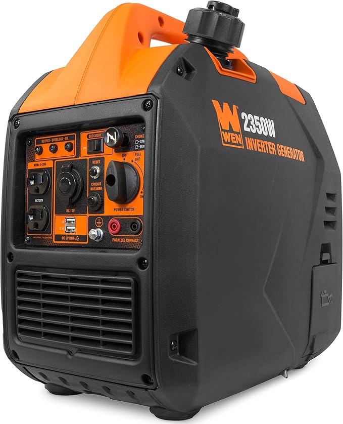 WEN Super Quiet 2350-Watt Portable Inverter Generator with Fuel Shut Off Gasoline Power Ultra Lightweight (56235i) Black