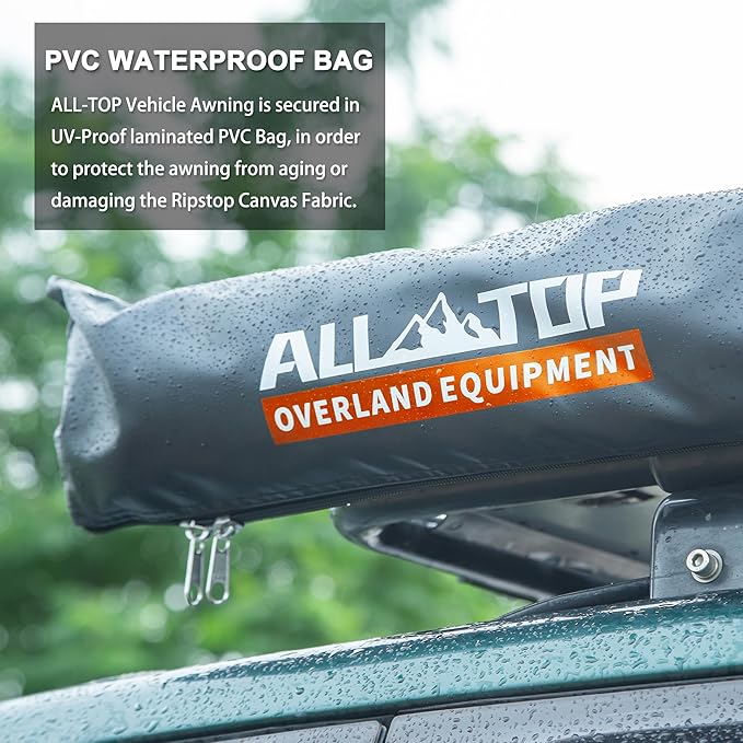 ALL-TOP Vehicle Awning 8.2'x10' Roof Rack Pull-Out Sun Shade UV50+ Weatherproof 4x4 Side Awning for Camping &amp Overland (Hardware Included)