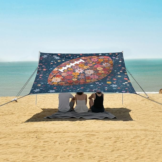 ALAZA Flower Football Beach Tent Sun Shelter Portable Canopy Sunshade for Outdoor Camping Picnics Backyard Fun 10x9 ft