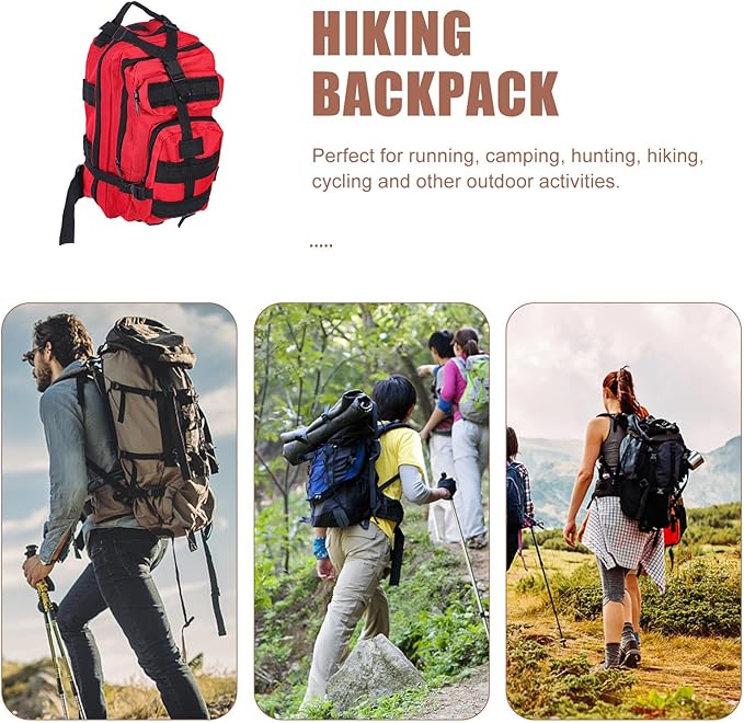 BESTonZON Outdoor Tactical Backpack Double Shoulder Bag Red 3p Modular Design Camping Hiking Mountaineering Storage Tools Bag for Outdoor Training and Travel