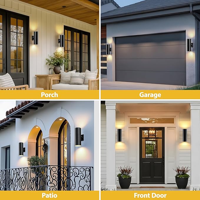 VINYAO Modern Cylinder Wall Lights 11.8 Up and Down Lights Matte BlackDusk to DawnOutdoor Wall LightWaterproofPorch Light Outdoor Light for PatioGarageDoorway