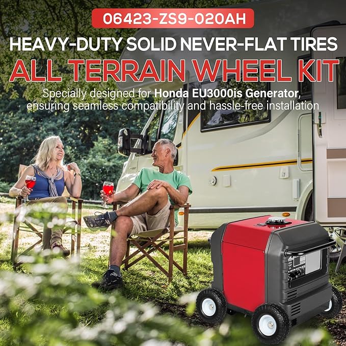 All Terrain Wheel Kit Fits for Honda EU3000is Generator Heavy-Duty Solid Never-Flat Tires Replaces for 06423-ZS9-020AH