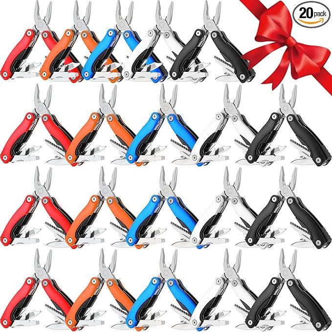 20 Pack Mini Multi Tool Bulk Birthday Gifts for Men Him Dad Boyfriend Stocking Stuffers Small Multitool Fishing Pocket Knife for Men Camping Survival Computer Bike Gadgets 5 Colors