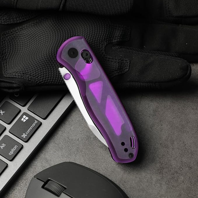 Kizer Drop Bear EDC Pocket Knife 2.97” Nitro-V Blade Purple PC Folding Knife with Thumb Stud Opener Lightweight Clutch Lock Camping Hunting Knife for Men Women Gift V3619M2