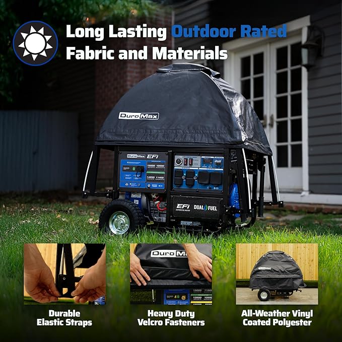DuroMax DMX-GTX Portable Generator Running Cover – Weatherproof Outdoor Vinyl Canopy Fire- &amp Wind-Resistant Universal Open Frame Fit