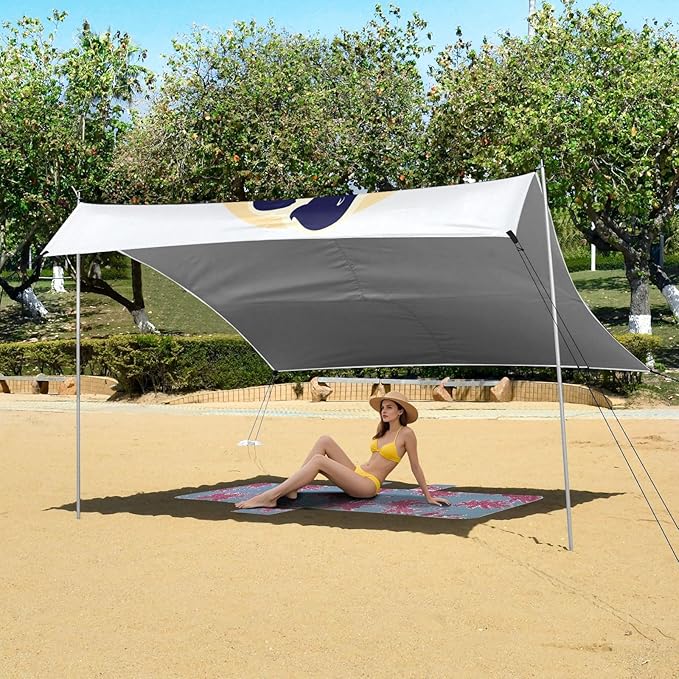 ALAZA Wedding Couple Beach Tent Sun Shelter UPF50+ Protection Beach Shade Canopy w/ 4 Sandbags for Outdoor Camping Fishing Backyard Fun Picnic 10x9 ft