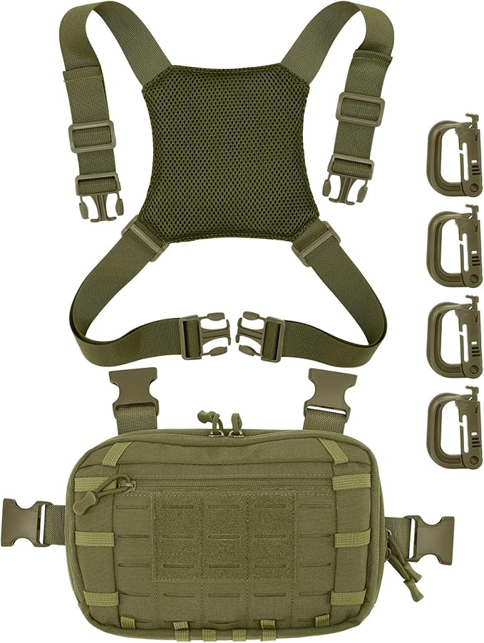 Tactical EDC Chest Bag Utility Molle Chest Rig Pouch with CCW Compartment Adjustable Strap Outdoor Chest Pack