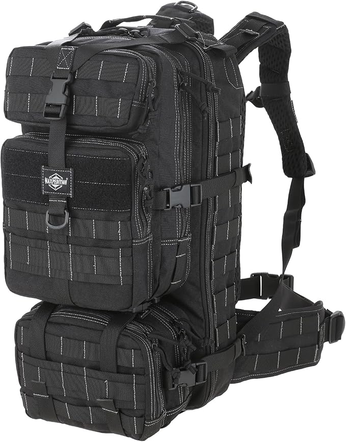 MAXPEDITION Gyrfalcon Backpack (Black) 36L Tactical Backpack with Detachable Waist Pack MOLLE Internal Frame Rucksack Military Survival Pack Bug Out Bag PT1054B