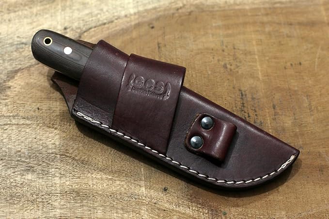 GCS Handmade Micarta Handle D2 Tool Steel Tactical Hunting Knife with leather sheath Full tang blade designed for Hunting &amp EDC GCS 311