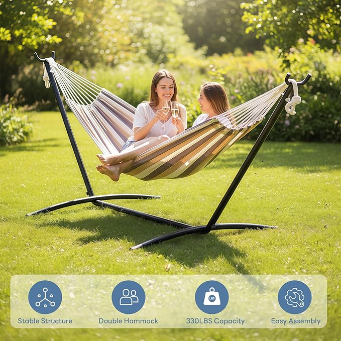 DUMOS Hammock Stand Only Heavy Duty Hammock Stands for Double 2 Person Portable Steel Stand for Outside Garden Backyard Patio Pool Beach with Carrying Case
