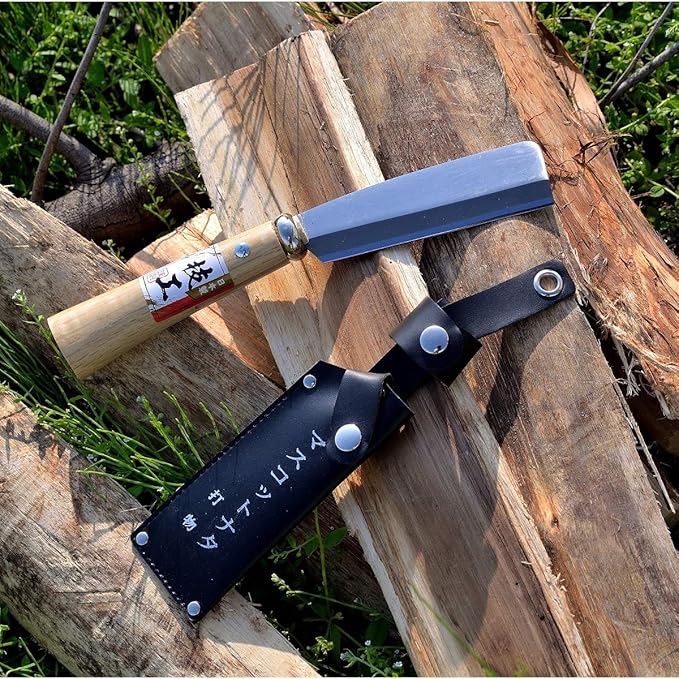 KAKURI Japanese NATA Tool Knife Mini 4.3 Made in Japan Small Bushcraft Hatchet Axe with Sheath for Camping Outdoor Campfire Gardening Ikebana Kado