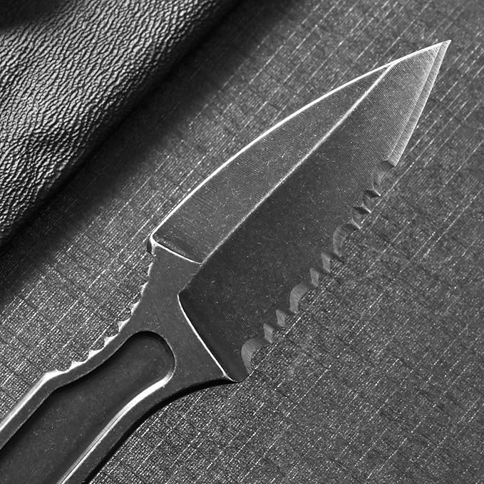 Ccanku C1134 Fixed Blade Knife D2 Blade Stainless Steel Handle Claw Knife for Survival Camping Outdoor EDC Tool with K Sheath(Jagged)