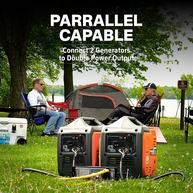 NOVUS 2300W Inverter Generator Portable Gas Generator for Camping Home and RV Super Quiet and Lightweight RV Ready with 30A Outlet CO Sensor Parallel Ready ECO Model Feature EPA Compliant