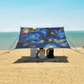 ALAZA Starry Sky Gogh Space Beach Tent Sun Shelter UPF50+ Protection Beach Shade Canopy w/ 4 Sandbags for Outdoor Camping Fishing Backyard Fun Picnic 10x9 ft