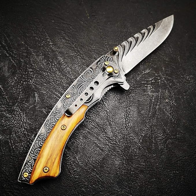 Engraved Pocket Knife Upgraded Multitool with Safety Locking Blade