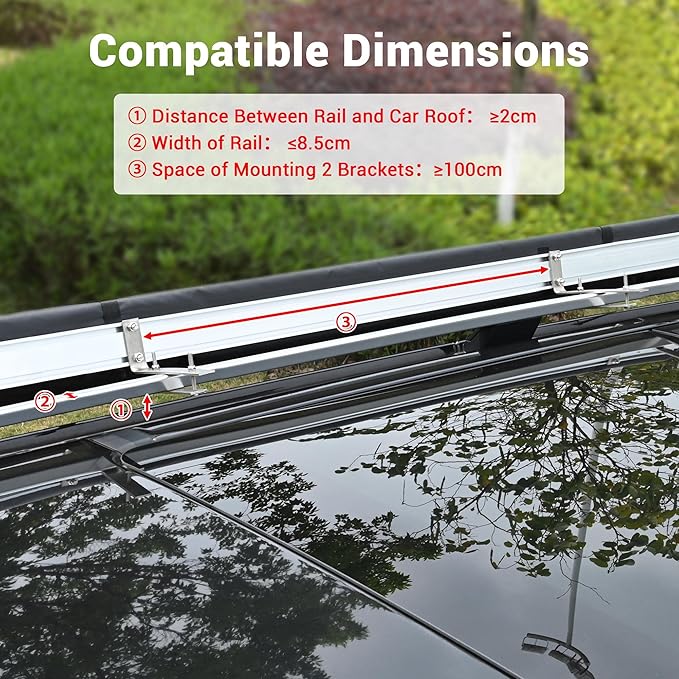 Car Side Awning with LED Light Pull Out Tent Shelter PU2000mm UV50+ Shade SUV Outdoor Camping Beige 6.6x8.2'