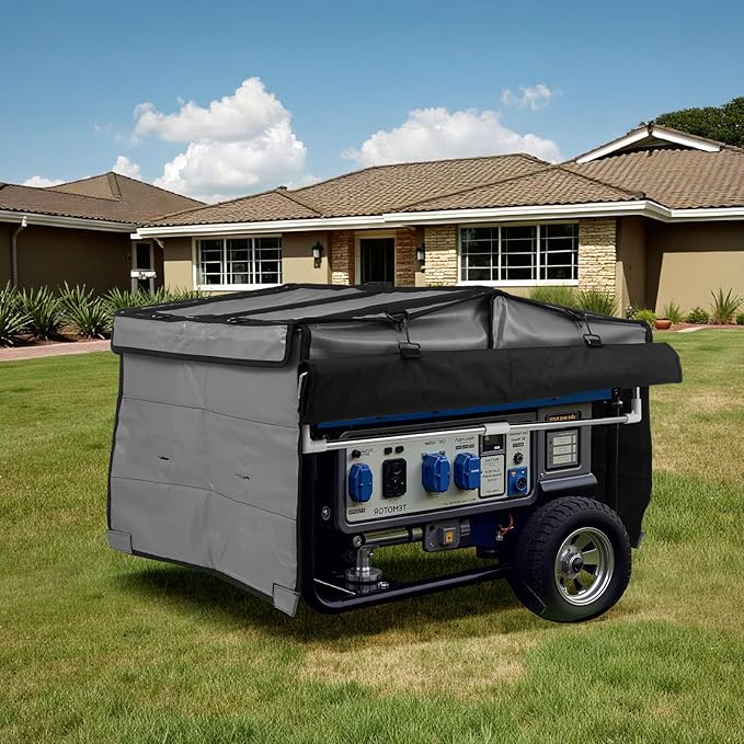 VEVOR Generator Running Cover 34 x 26 x 21 Inch Waterproof Universal for Most Generators 3500-12000 Watt Generator Tent while running with Heavy Duty Thicken 420D Oxford Fabric Grey