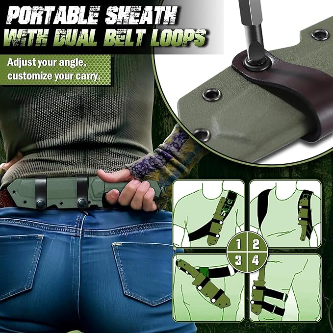 Dragon Creek Fixed Blade Knife - Full Tang Green