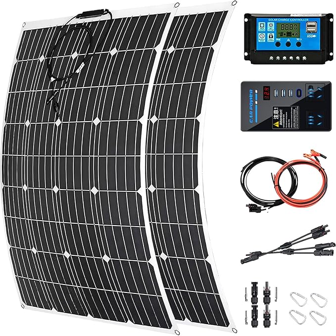 800 Watt Flexible Solar Panel for RV 2 × 400 Watt 12 Volt Solar Power Panel Kit with 40A Solar Charge Controller &amp Inverter Monocrystalline Solar Panels for Camping Off Grid Battery Charging Boat
