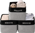 DECOMOMO Storage Baskets for Shelves - Fabric Storage Bins Linen Closet Organizers and Storage (Grey &amp Black XL - 3 Pack)