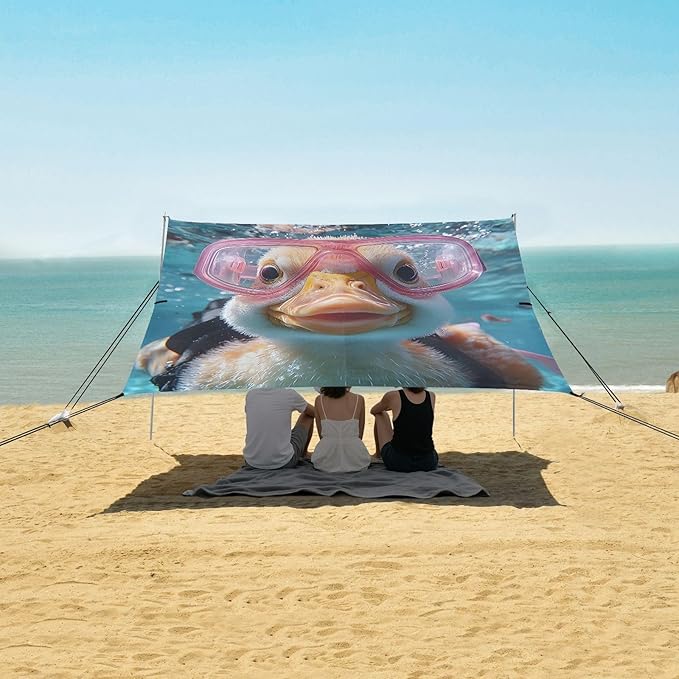 ALAZA Duck Underwater Beach Tent Sun Shelter Portable Canopy Sunshade for Outdoor Camping Picnics Backyard Fun 10x9 ft