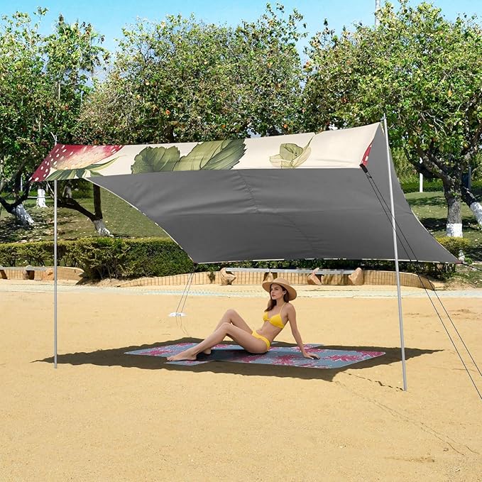 ALAZA Strawberry and Blueberry Pattern Beach Tent Sun Shelter Portable Canopy Sunshade for Outdoor Camping Picnics Backyard Fun 10x9 ft