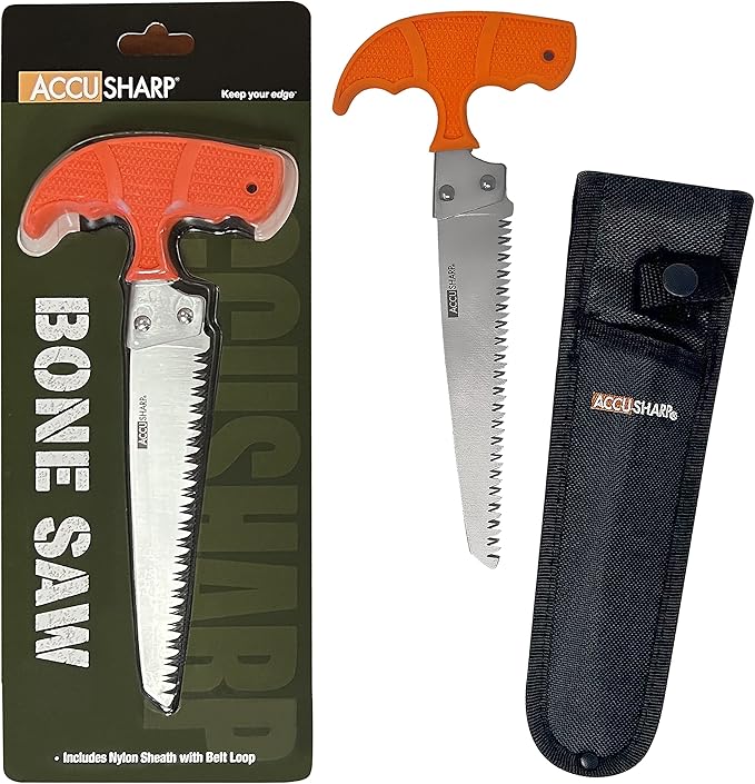 AccuSharp Bone Saw &amp Gut Hook Knife Bundle Ergonomic and Durable Cutting Tools with Sheaths Essential Hunting and Outdoor Toolkit