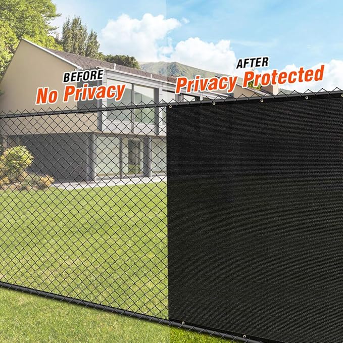 iCover 4x25ft Privacy Screen Fence Outdoor Fencing Panels Garden Windscreen Mesh Shade Sail Net Barrier Include Reinforced Bindings and Brass Grommets Cable Zip Ties Black