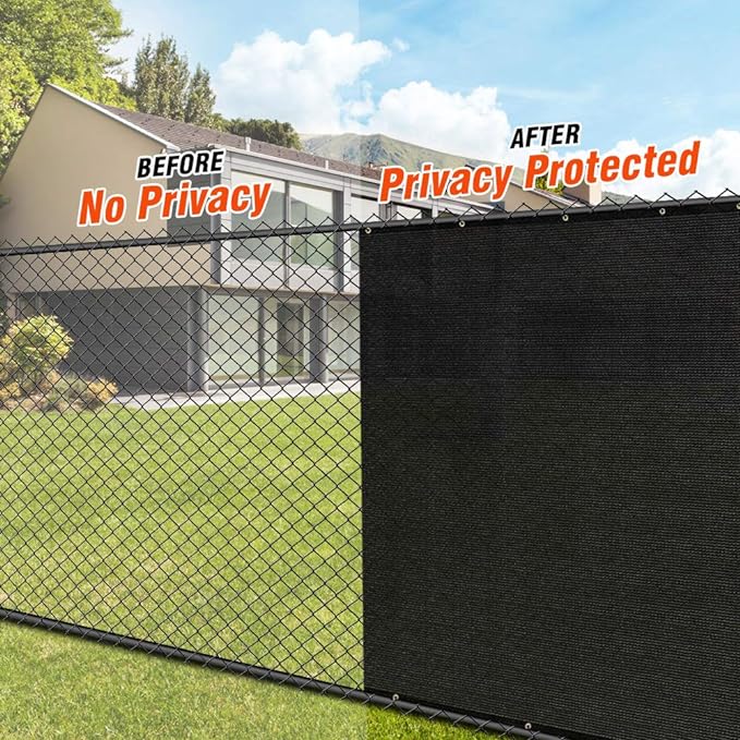 iCover 4x12ft Privacy Screen Fence Outdoor Fencing Panels Garden Windscreen Mesh Shade Sail Net Barrier Fence Privacy Screen Reinforced Bindings and Brass Grommets Cable Zip Ties Black