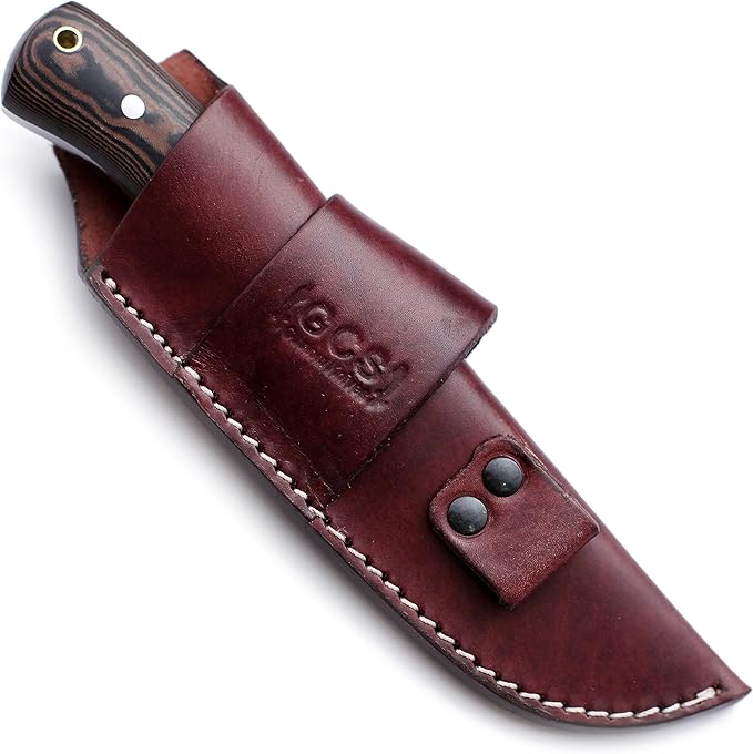 GCS Handmade D2 Tool Steel Machete Tactical Survival Hunting Knife with Micarta Handle Leather Sheath and Sharpening Stone - GCS113