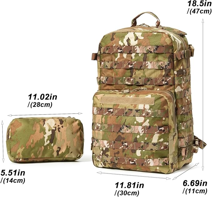 MT Military Rucksack Style Assault Pack Compatible with FILBE System – Tactical MOLLE Backpack for Outdoor Hiking Camping Hunting – Modular 30L Capacity OCP