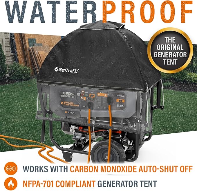 GenTent XL Open Frame Running Cover – Universal Kit Generator Tent for Larger Generators (Black XL - Standard)
