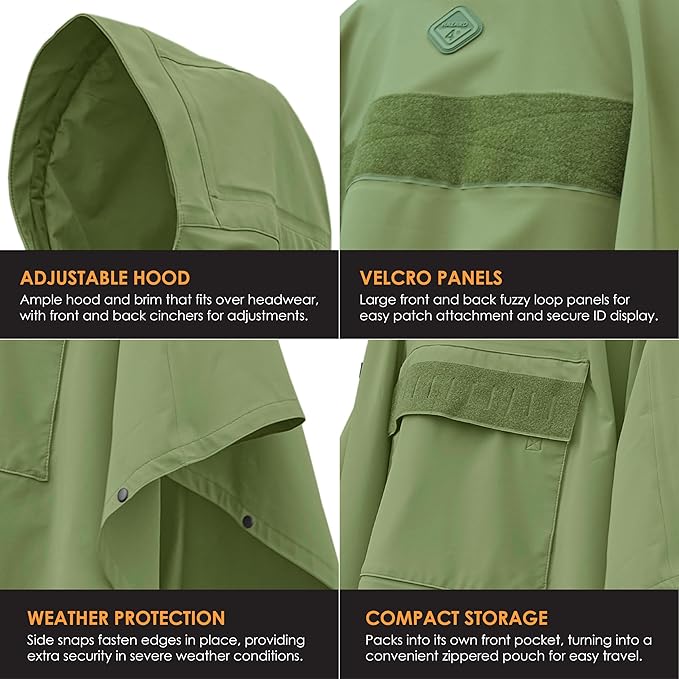 HAZARD 4 PonchoVilla Tactical Poncho Waterproof Breathable Military Rain Gear Softshell Heavy Duty &amp Packable