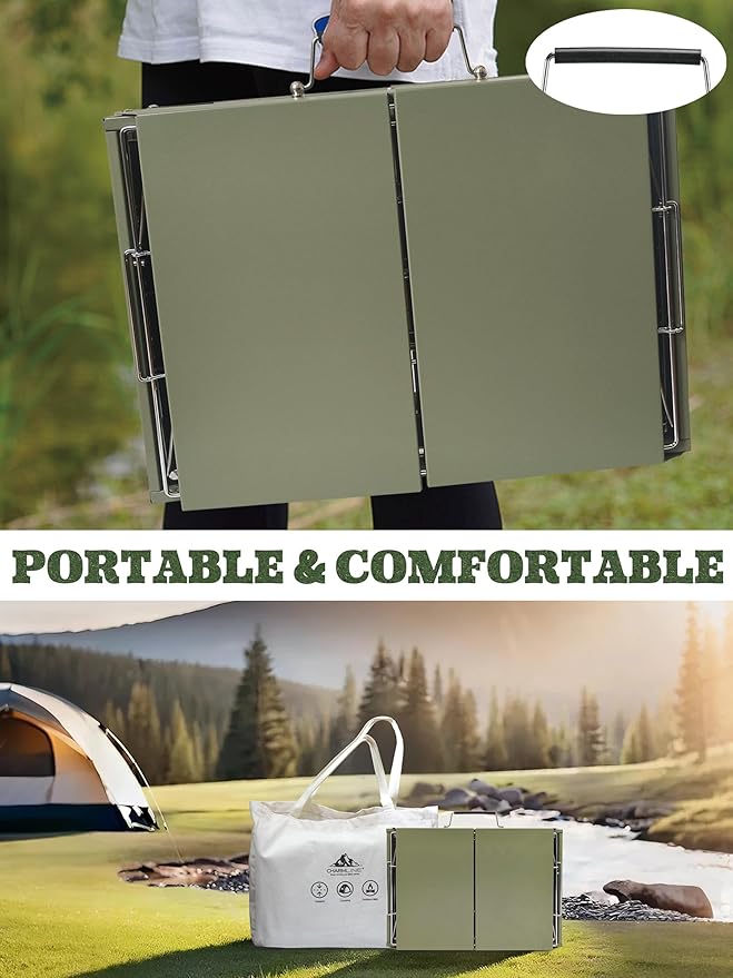 Charmline 20 x 14 inches Large Foldable Portable Charcoal BBQ Grill Camping BBQ Grill for 3–5 People Ideal for Camping Garden Beach Picnic &amp Tabletop Use Green