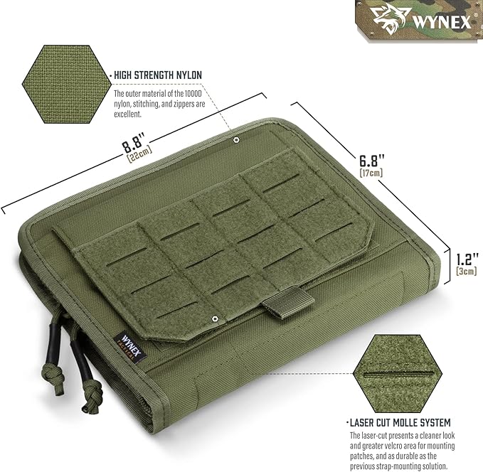 WYNEX Tactical Molle Admin Pouch with Folding Admin Pouch Utility EDC Pouch Organizer Modular Tool Pouch of Double Layer with Molle Tool Bag of Laser-Cut Design Utility Organizer EDC Medical Bag