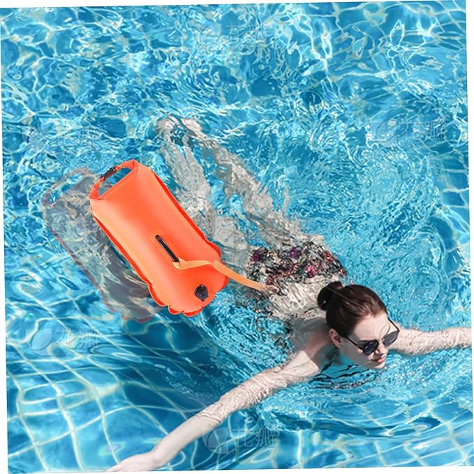 Swimming Buoy Portable Swim Buoy 50L with Adjustable Belt Waterproof Nylon Dry Bag High Visibility for Safety Open Water.