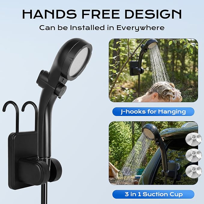 Portable Shower for Camping with Immersion Water Heater 6000mAh Rechargeable Camping Shower Pump with Intelligent LED Display Outdoor Camp Shower Pump for Hiking Traveling Car Washing Pet Bath